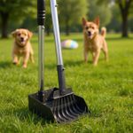 Set of 2 Pooper Scooper Pet Dog Poop Scoop Tray Rake Long Handle Garden Cleaning
