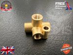 4 Way Brass Brake Pipe Union Connector – 3/8 UNF Female Fit for 3/16 - 1x - EMS