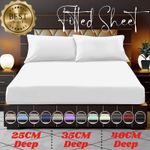 400TC Egyptian Cotton Fitted Sheet 25cm, 35cm & 40cm Deep Single Double King UK
