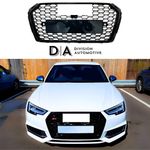 GLOSS BLACK HONEYCOMB MESH RS4 STYLE FRONT MAIN GRILLE FOR AUDI A4 S4 B9 2016-19