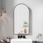 Arched Bathroom Single Door Mirror Cabinet with Storage Metal Framed 400x800mm