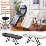 Beauty Bed w/Stool Adjustable Massage Table SPA Salon Bed Lash Tattoo Recliner