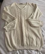 Jumper Cream Cable-Knit Crew Neck Pullover Long Sleeve womens Jumper Size S