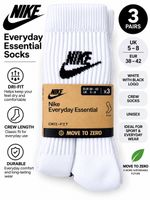 Nike Everyday Essential Dri-FIT Socks 3 Pack White Black UK 5-8 EU 38-42