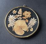 Original Dried Pressed Flower Arrangement Artwork In Circular Frame