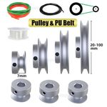Aluminium V-Groove Pulley PU Round Belt Pulleys OD 20mm-100mm For Ø 5mm 6mm Belt