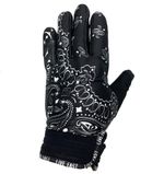 Black & White Paisley Motorcycle Gloves