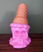 Tkmaxx Pink Ceramic Skull Ice Cream Halloween Ornament