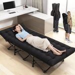Oversized Adults Folding Sleeping Bed Guest Bed Outdoor Portable Camping Cot+Mat