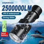 Diving Flashlight Torch Underwater 500M Waterproof Light Rechargeable UK
