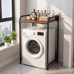 Over Washing Machine Storage Rack Walnut Steel Frame Bathroom Over Machine Shelf