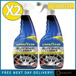 2 x GOODYEAR CAR ALLOY WHEEL CLEANER SPRAY 750ML FOR DIRT GRIME CLEANING SHINE