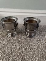 Antique Vines Of Sheffield England Silver Plated Mini Vases With Lion Handles