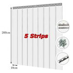 5 Strips PVC Strip Curtain Plastic Soft Freezer Room Door Curtain Kit Hanging 2m
