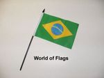 BRAZIL FLAG 6" x 4" SMALL HAND WAVING Brazilian Crafts Table Desk Top Display