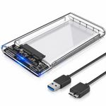 2.5" Hard Drive Enclosure USB 3.0 SATA to USB HDD SSD External Case Caddy Clear
