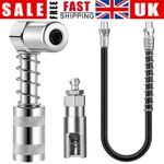 Grease Nozzle Adapter Grease Gun Accessory 90 Degree Coupler Adapter Tool w/Hose