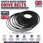 100pcs 40-135mm Mixed Rubber Drive Belts for Cassette Tape Deck CD DVD Player