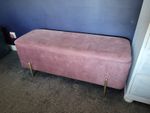 Pink Velvet Ottoman Storage With Hinged Lid Gold Legs