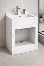 Wudu Wash Square All-in-One Ceramic Ablution Basin with Integrated Foot Wash