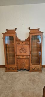 Victorian Oak Antique Side by Side Secretary Desk & Bookcase