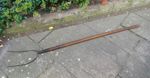 Vintage Pitch Fork - hay fork - 2 Prong Old Farm Tool. Long wooden handle.