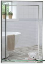 Mood® Bathroom Mirror Wall Mounted With Shelf, Bevelled Edges, 60cm x 43cm