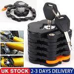 Foldable Bike Chain Lock Scooter E-bike Bicycle Security Lock Bracket 3 Keys
