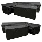 Woodside L Shape Outdoor Garden Corner Sofa & Table Dining Set Cover, Black