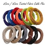 2/3 Core Twisted Braided Fabric Cable Vintage Coloured Style Wire Lamp Flexible