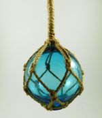 Glass Float Nautical Sea Fishing Buoy 3" / 7.5cm Dia With Rope Hanger TURQUOISE