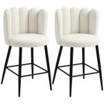HOMCOM Bar Stools Set of 2, Breakfast Barstools with Backs, Cream