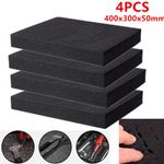 4PCS Pick and Pluck Foam Inserts 400x300x50mm Toolbox Drawer Organiser Black