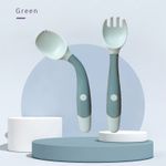 Soft Baby Feeding Silicone Spoon and Fork Led Weaning Utensils Self Feeding Set