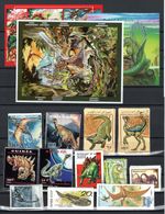 Nice collection of prehistoric animals (dinosaurs) stamped and mint.