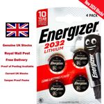 Energizer Battery CR2032 4 Pack 3V Lithium Button Coin Cell Key Fob