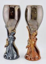 Vintage 1994 Lakeland Molds Wizard Goblets Silver & Gold 21cm High Very Rare
