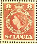 ST LUCIA 1954 SG178 QEII 8c. LAKE DEFINITIVE -  MNH
