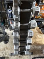 5kg - 17.5kg Hex Dumbbells Set & Vertical Rack Home Gym Weights 6 Pairs