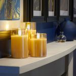 Auraglow Rechargeable Remote Control Flickering LED Glass Candles - 3 Pack