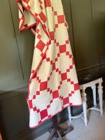 Antique Quilt Turkey Red & White Hand Made Quilted Bedcover Circa 1930’s