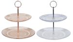 2 Tier Glass Cake Stand Vintage Style Wedding Cupcake Stand Food Biscuit Stand