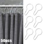 50 pcs Stainless Steel Rustproof Shower Curtain Hooks Kitchen Bathroom Hook Ring