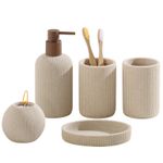 WUUAHOME Bathroom Accessories Set, 5 PCS Sandstone Look Stripe Modern Bath Organ