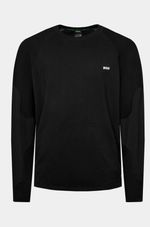 Jumper Mens BOSS Black Round Neck Knitwear With Logo - Perform-X Size XL