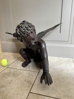 Pristine Large "After Nishan Toor" Bronze Cupid Cherub Sculpture - 23" Heavy