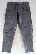 JTS CLASSIC BLACK LEATHER BIKER TROUSERS: WAIST 38 INCHES/INSIDE LEG 31 INCHES