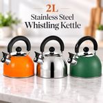 2L Stainless Steel Whistling Camping Kettle Cordless Gas Hob Kitchen Teapot UK