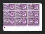 1963 SG 636 6d Paris Postal Cylinder block of 9 Unmounted