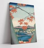 UTAGAWA HIROSHIGE, MAPLE TREES AT MAMA -CANVAS WALL ARTWORK PICTURE PRINT